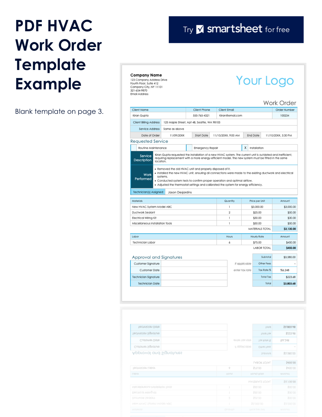 Real Work Order Work Order Templates | Messy2Sheet