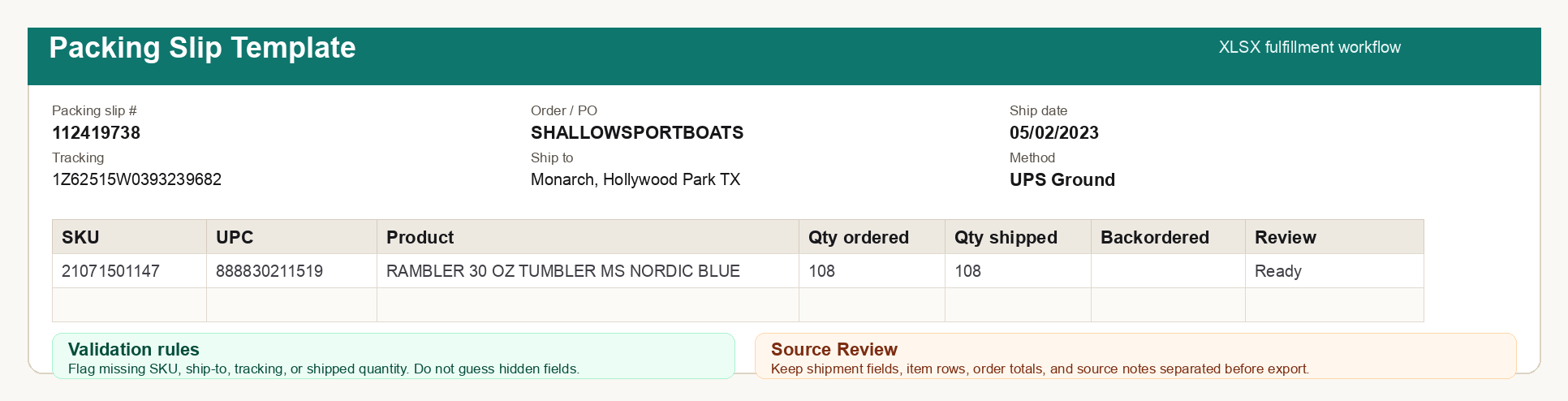 Packing Slip Template preview 1
